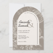 Invitación de boda arqueada con dibujo de línea