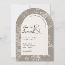 Invitación de boda arqueada con dibujo de línea