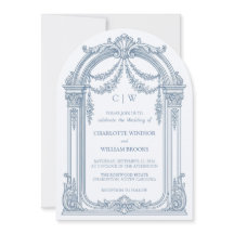 Invitación de boda arqueada de estilo barroco vint