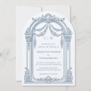 Invitación de boda arqueada de estilo barroco vint