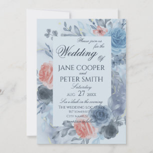 Invitación de boda arreglo floral de rosas