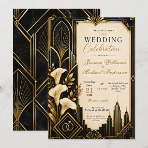 Invitación de boda Art Deco