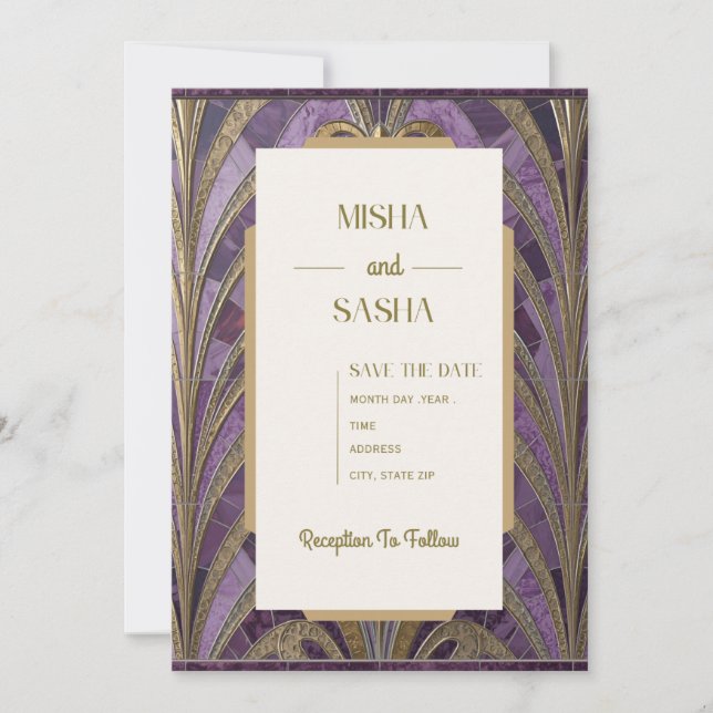 Invitación de Boda Art Déco (Anverso)