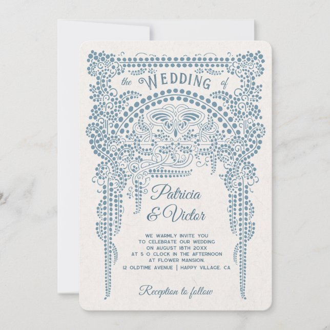 Invitación de boda Art Deco Butterfly in Frame (Anverso)