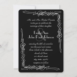 Invitación de boda Art Deco con monograma