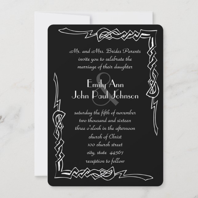 Invitación de boda Art Deco con monograma (Reverso)