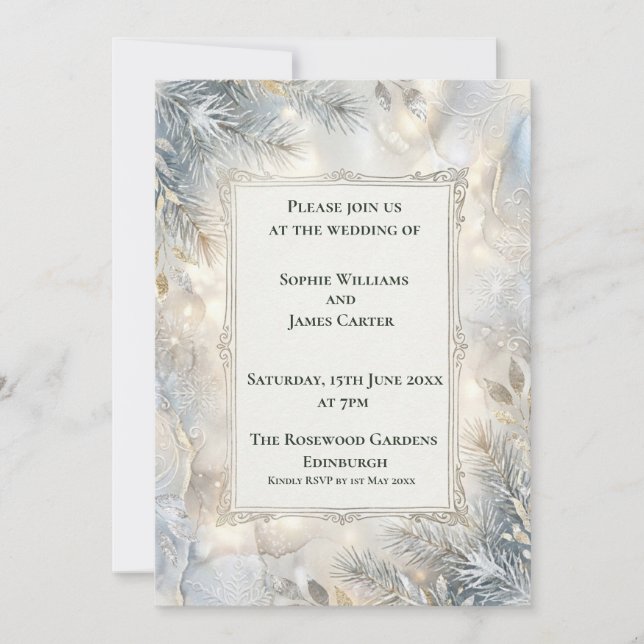 Invitación de boda Art Déco de arte botánico plate (Anverso)