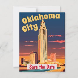 Invitación de boda Art Déco de la ciudad de Oklaho