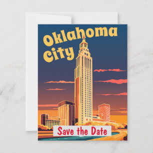 Invitación de boda Art Déco de la ciudad de Oklaho