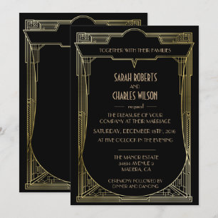Invitación de boda Art Déco del Gran Gatsby