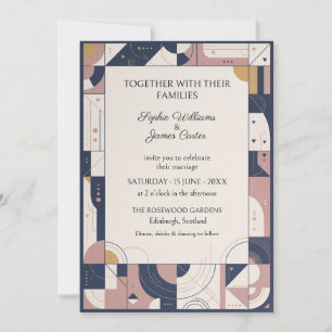 Invitación de boda Art Déco geométrica con toque d