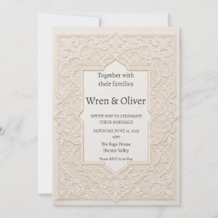 Invitación de boda Art Deco neutral