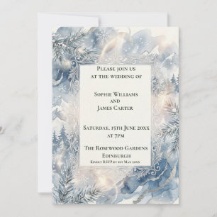 Invitación de boda Art Déco Perla Azul
