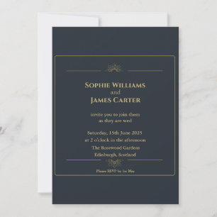 Invitación de boda Art Déco ráfaga de sol dorada g