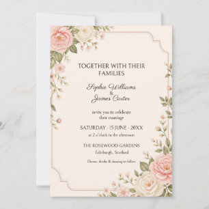 Invitación de boda Art Déco Rosa Marfil Rubor