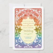 Invitación de boda Art Nouveau con acuarela de arc