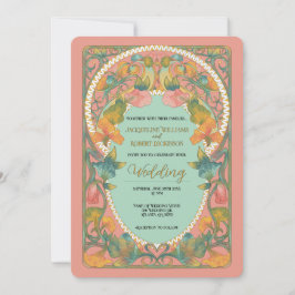 Invitación de boda Art Nouveau con arte de acuarel