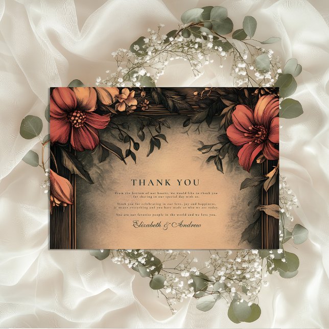 Invitación de boda Art Nouveau con flores oscuras (Subido por el creador)