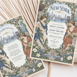 Invitación de boda Art Nouveau floral de Nueva Yor