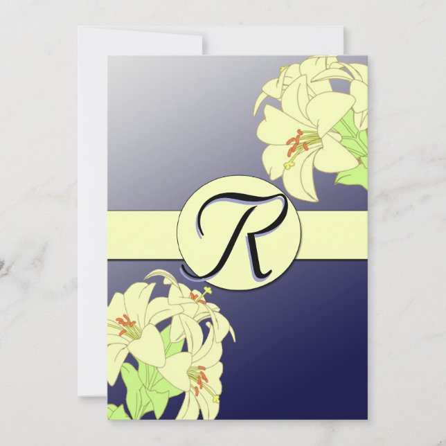 Invitación de boda Art Nouveau Lillies (Anverso)