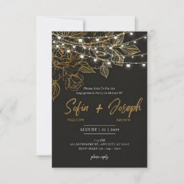 Invitación de boda atemporal de oro y marfil