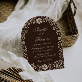 Invitación de boda atemporal marrón