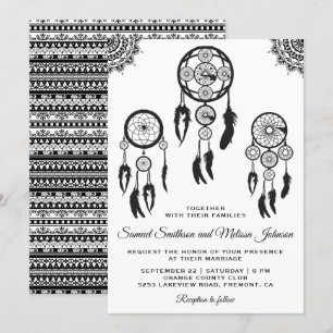 Invitación de boda atrapasueños boho tribal