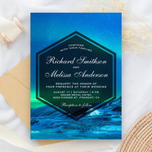 Invitación de boda Aurora del Norte Luz del Ártico