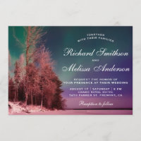 Invitación de boda Aurora Forest Northern Lights