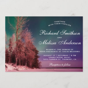 Invitación de boda Aurora Forest Northern Lights