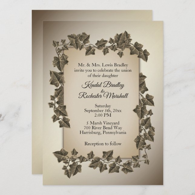 Invitación de boda Autumn Vines 5.5" x 7.75" (Anverso / Reverso)