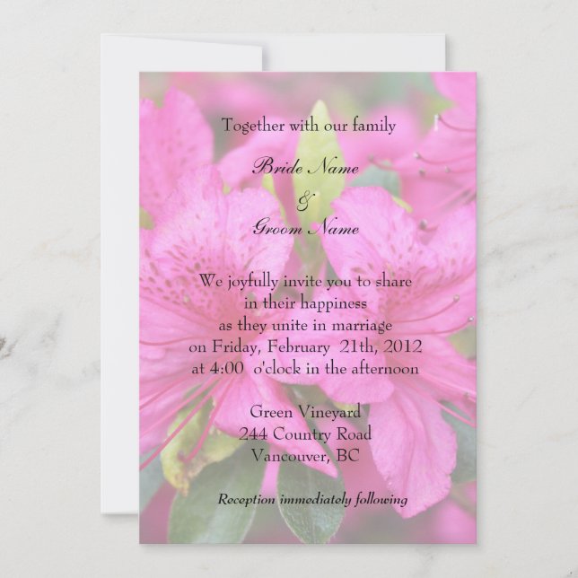 invitación de boda azalea rosa, novia y novio (Anverso)