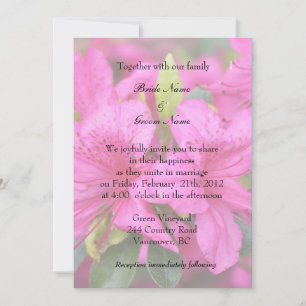 invitación de boda azalea rosa, novia y novio