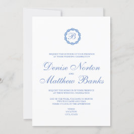 Invitación de boda azul aciano