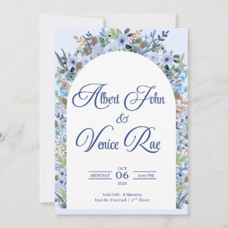 Invitación de boda azul claro