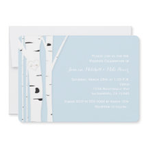Invitación de boda azul corazón de abedul rústico