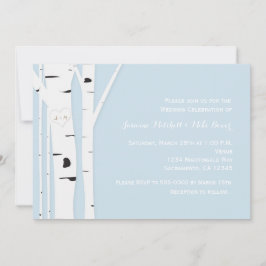Invitación de boda azul corazón de abedul rústico