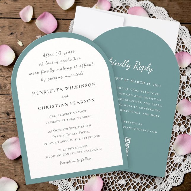 Invitación de boda azul de arco simple moderno con (Subido por el creador)