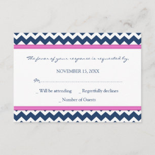 Invitación de boda azul de Chevron RSVP de las