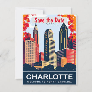 Invitación de boda azul de la silueta de Charlotte