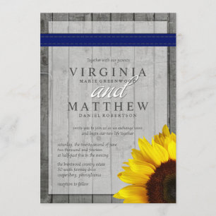 INVITACIÓN DE BODA AZUL DE NAVY Y SUNFLOWER