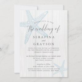 Invitación de Boda Azul de Playa Rústica Tropical 