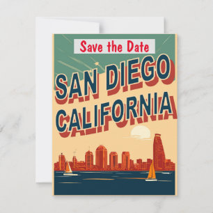 Invitación de boda azul del puerto de San Diego