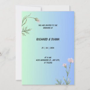 Invitación de Boda Azul Elegante