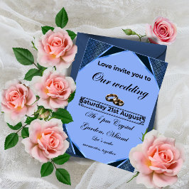 Invitación de boda azul elegante