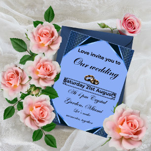Invitación de boda azul elegante