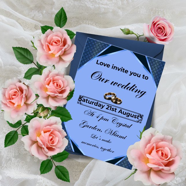 Invitación de boda azul elegante (Subido por el creador)