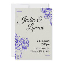 Invitación de boda azul elegante