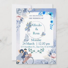 Invitación de Boda Azul Elegante – Clásica y Atemp