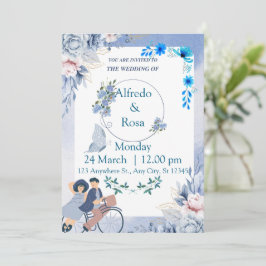 Invitación de Boda Azul Elegante – Clásica y Atemp